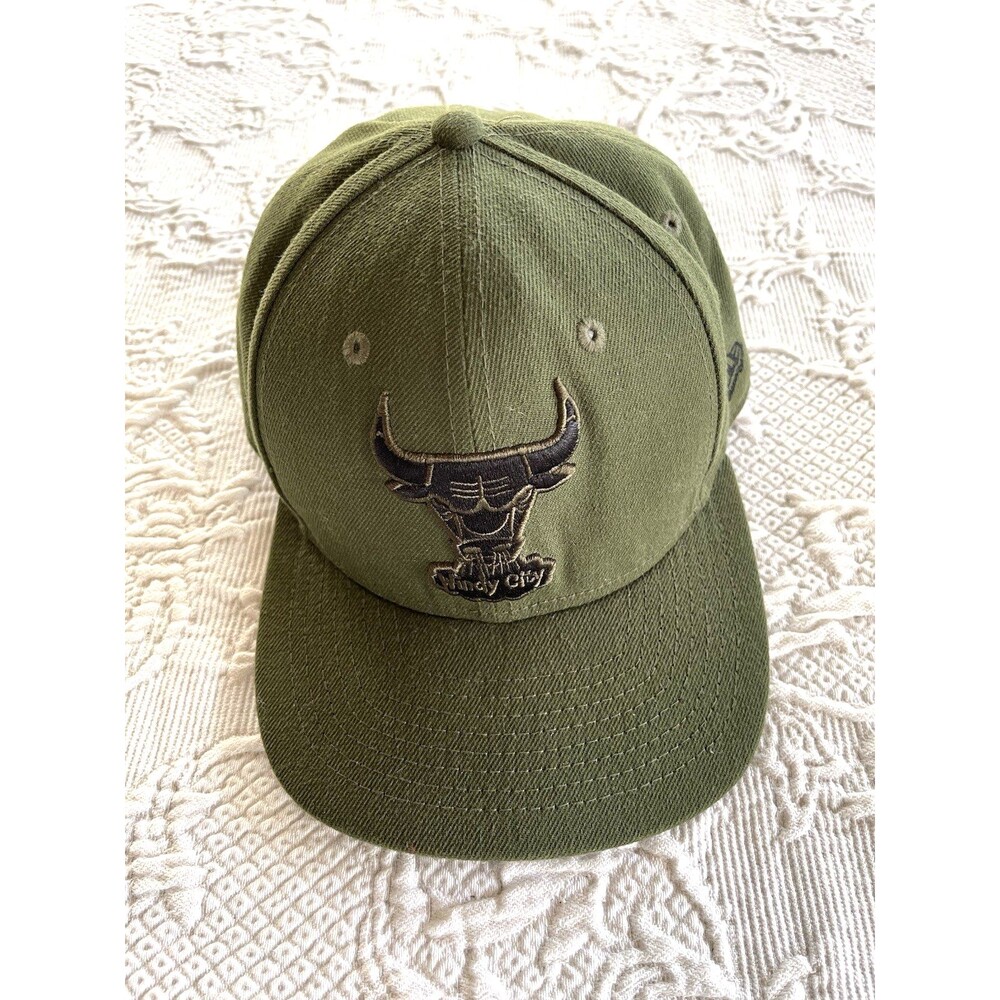 Chicago Bulls Windy City Embroidered Snapback Hat Cap New Era NBA Olive